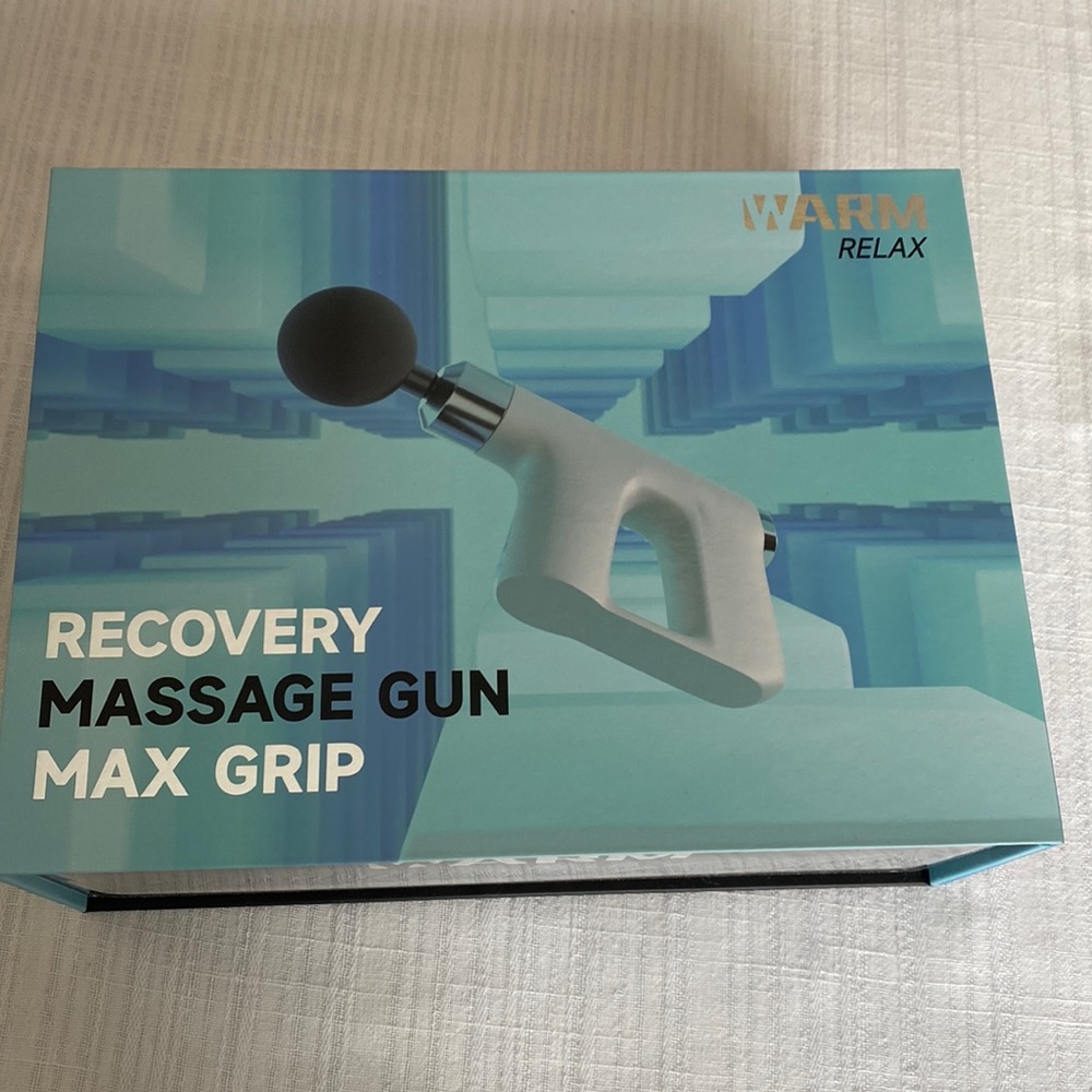 NIB Warm Relax Recovery Massage Gun with 4 Interchangeable Massage Heads